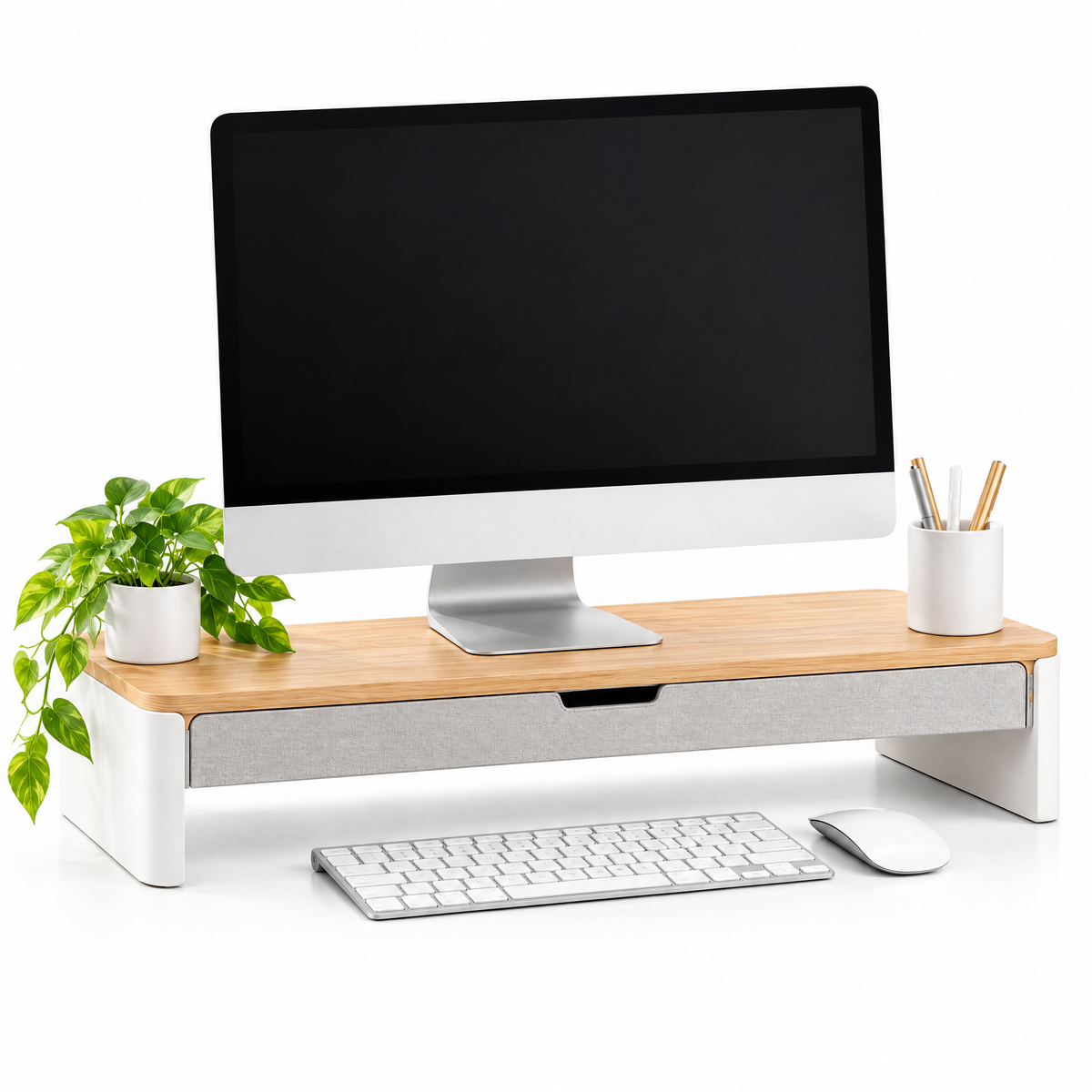 meiovanti™ Wood-Top Monitor Riser with Storage Drawer - product view 2