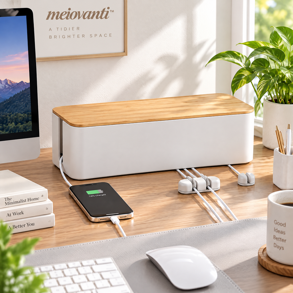 meiovanti™ Wood-Lid Cable Management Box - product view 1