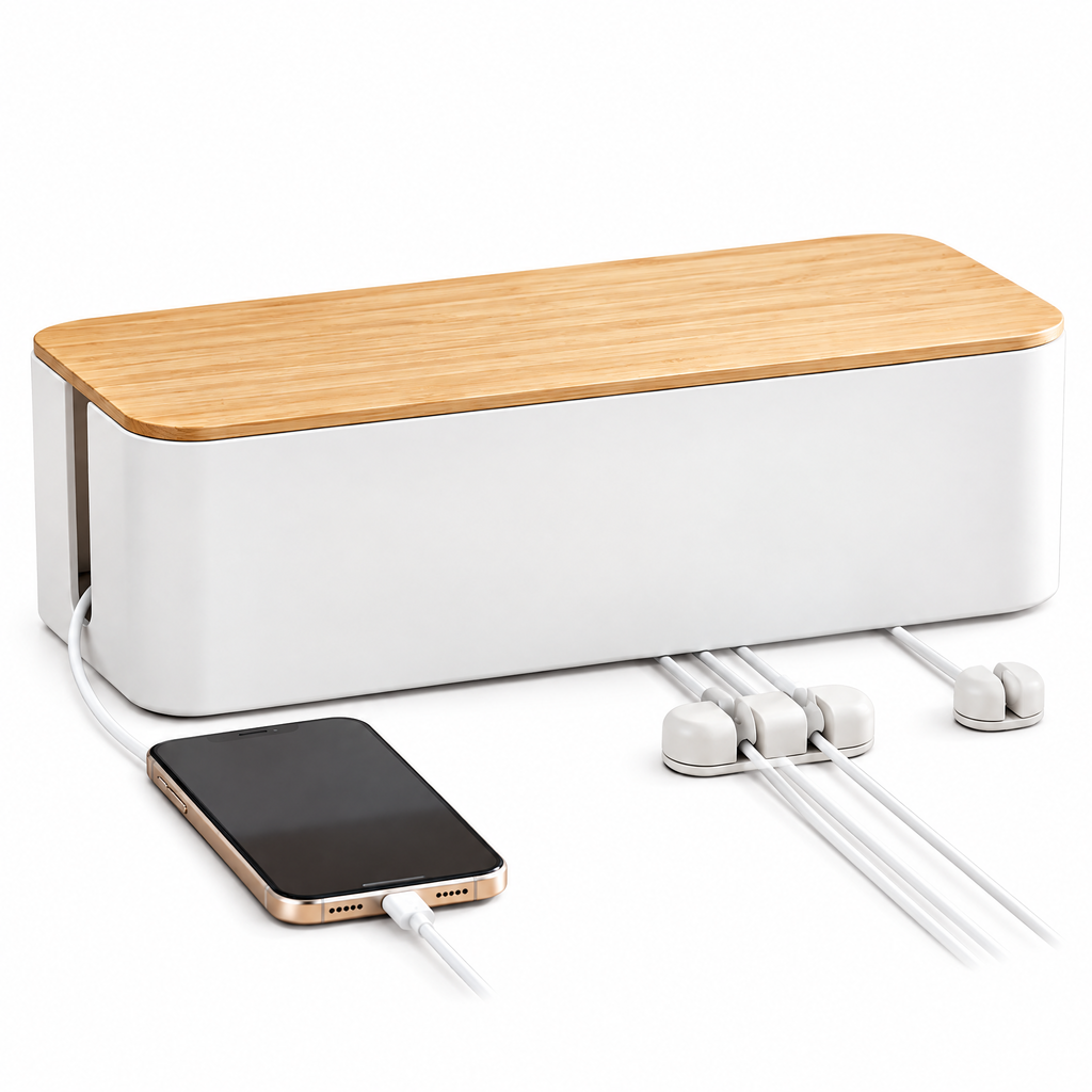 meiovanti™ Wood-Lid Cable Management Box - product view 2