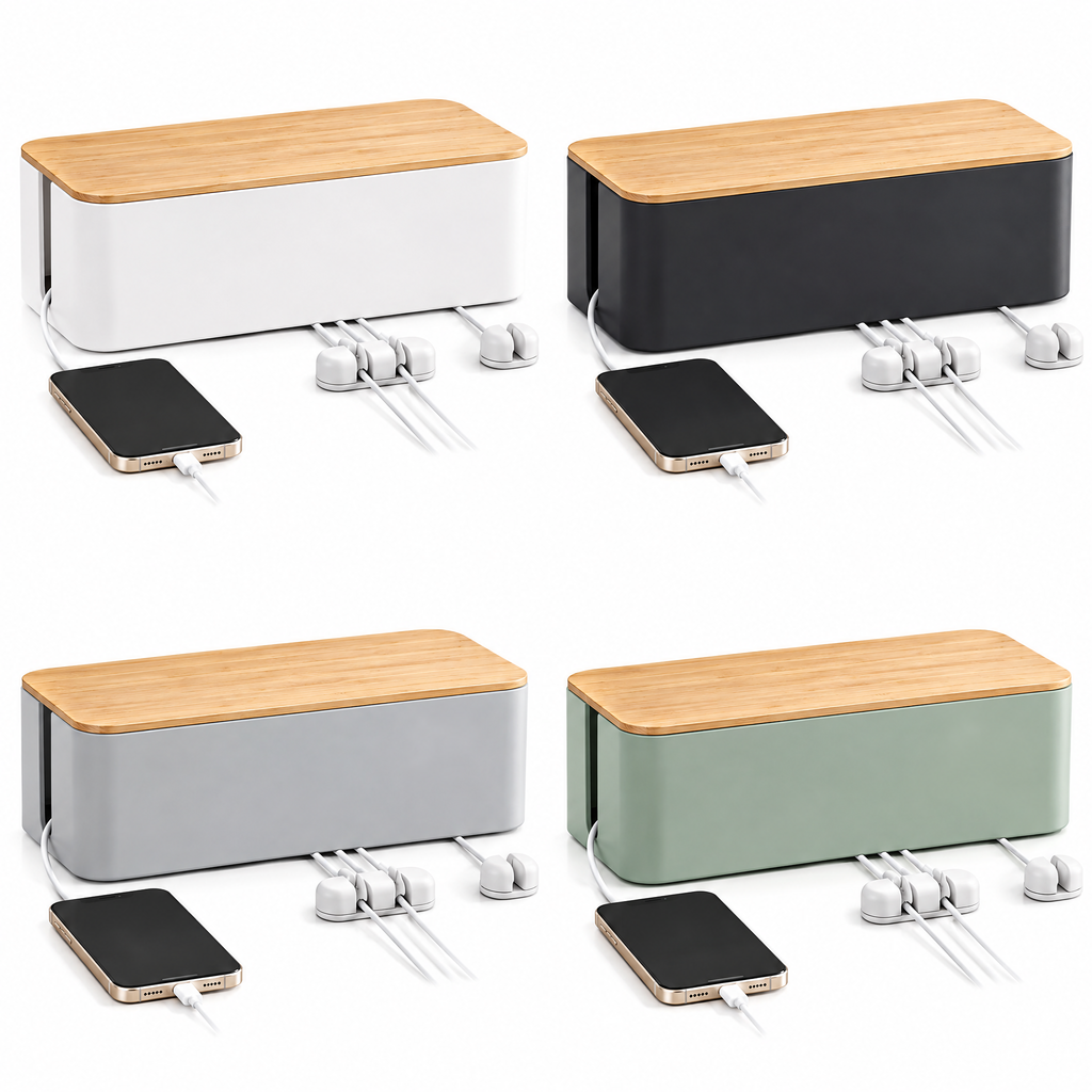meiovanti™ Wood-Lid Cable Management Box - product view 3