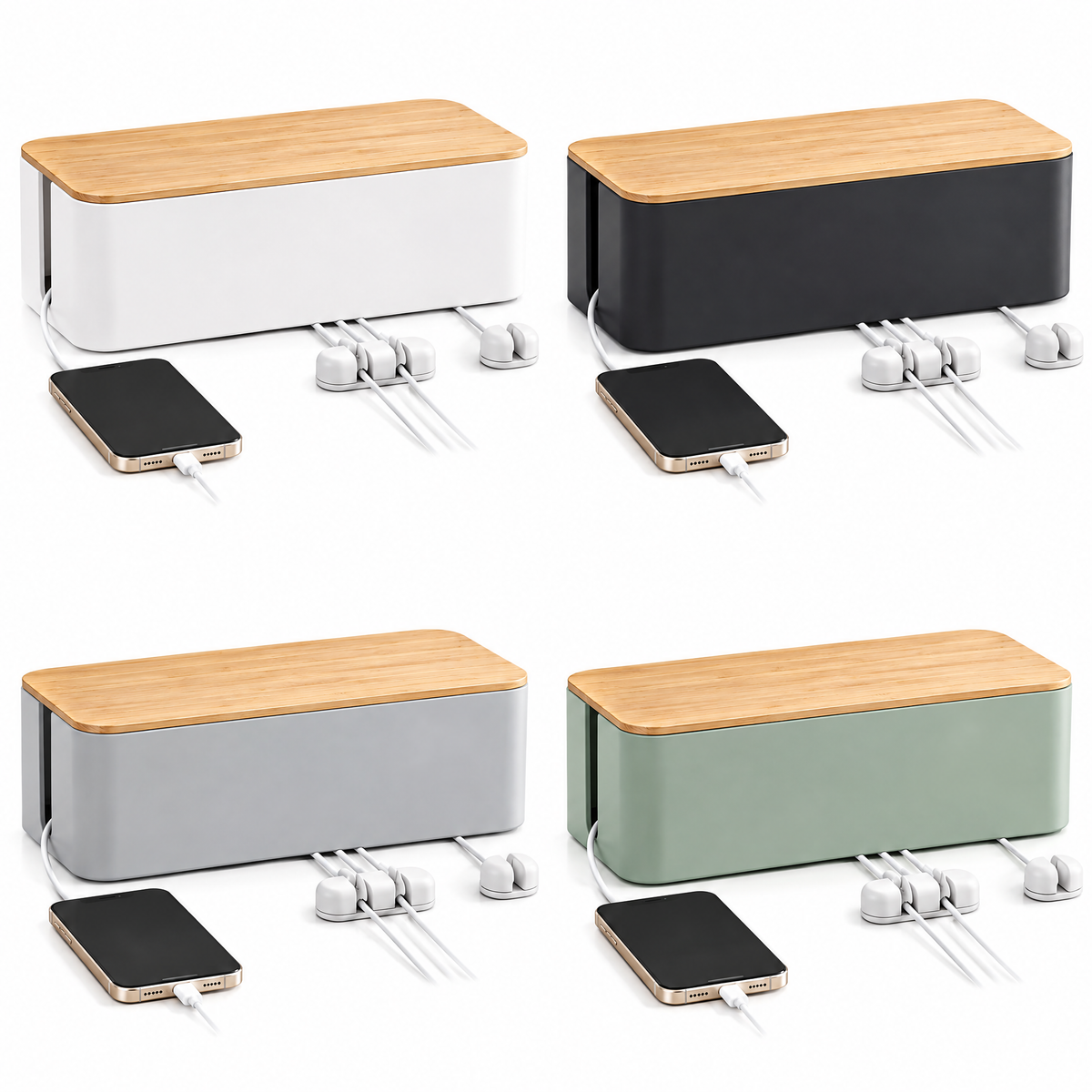 meiovanti™ Wood-Lid Cable Management Box - product view 3