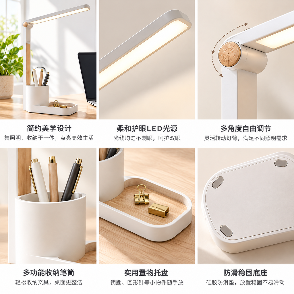 meiovanti™ Minimal LED Desk Lamp with Organizer Base - product view 3