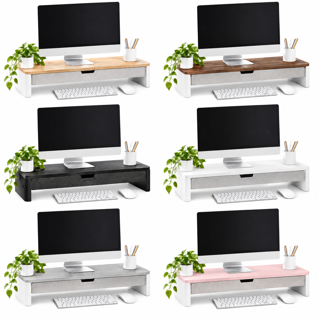 meiovanti™ Wood-Top Monitor Riser with Storage Drawer - product view 4